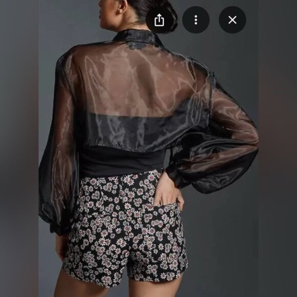 NWT Anthro Maeve Colette Shorts 28 Black Daisy Floral Linen High Rise $80 - Picture 4 of 13